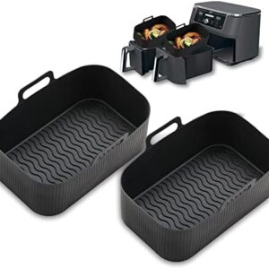 Silicone Air Fryer Liners for Ninja Dual Air Fryer, 2 Pack Air Fryer Silicone Liner for Ninja Air Fryer Accessories, Airfryer Accessories Airfryer Liners for Ninja Dual (L)