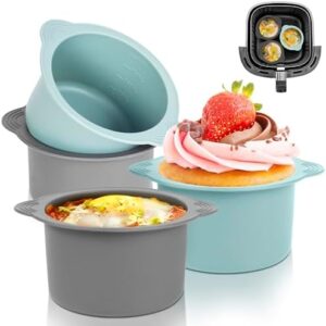 4Pcs Large Ramekins for Air Fryer,Silicone Poached Egg Maker,Baking Cakes Moulds Egg Poached Fried Egg Mould for Air Fryer Accessories