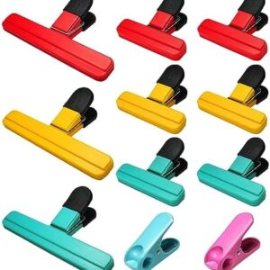 11 Pack Plastic Food Bag Clips for Food Storage Bag Sealing Clips Freezer Kitchen Pegs Sealer Chip (3 Large, 6 Small & 2 Round, Bright Style)