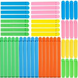 48 Pcs Reusable Food Bag Clips, Plastic Sealing Bag Clip in 3 Sizes & 5 Colours, Food Storage Clips for Sealing Snacks Sandwich Food Coffee