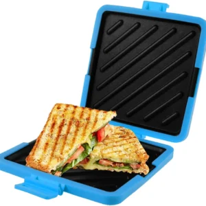 Microwave Toastie Sandwich Maker, Wireless Microwave Toastie Makers Nonstick Plate Portable Silicone Microwaveable Cookware for Sandwiches Hot Dogs (blue)